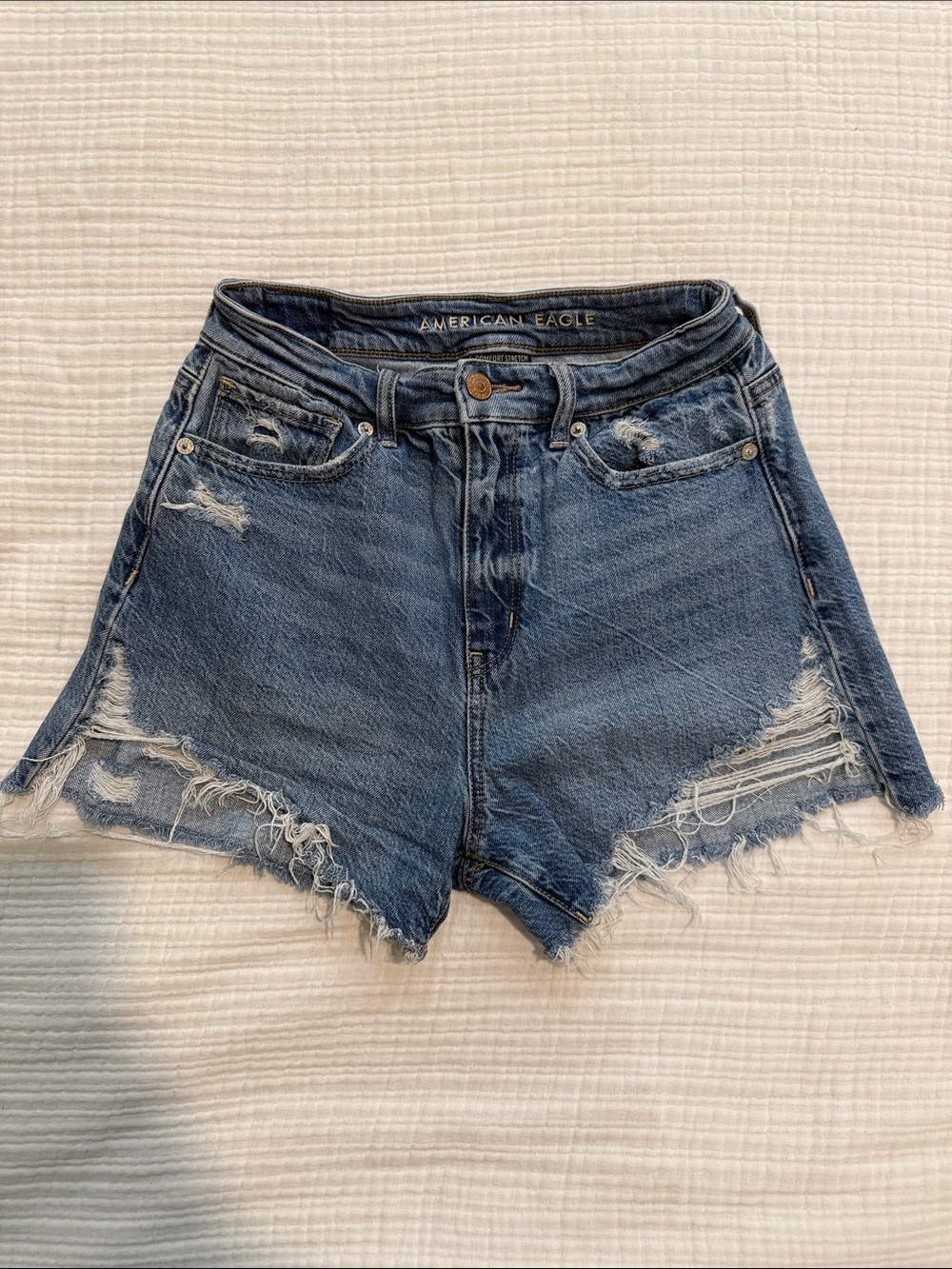 American Eagle Outfitters Distressed Denim Shorts - Blue Wash